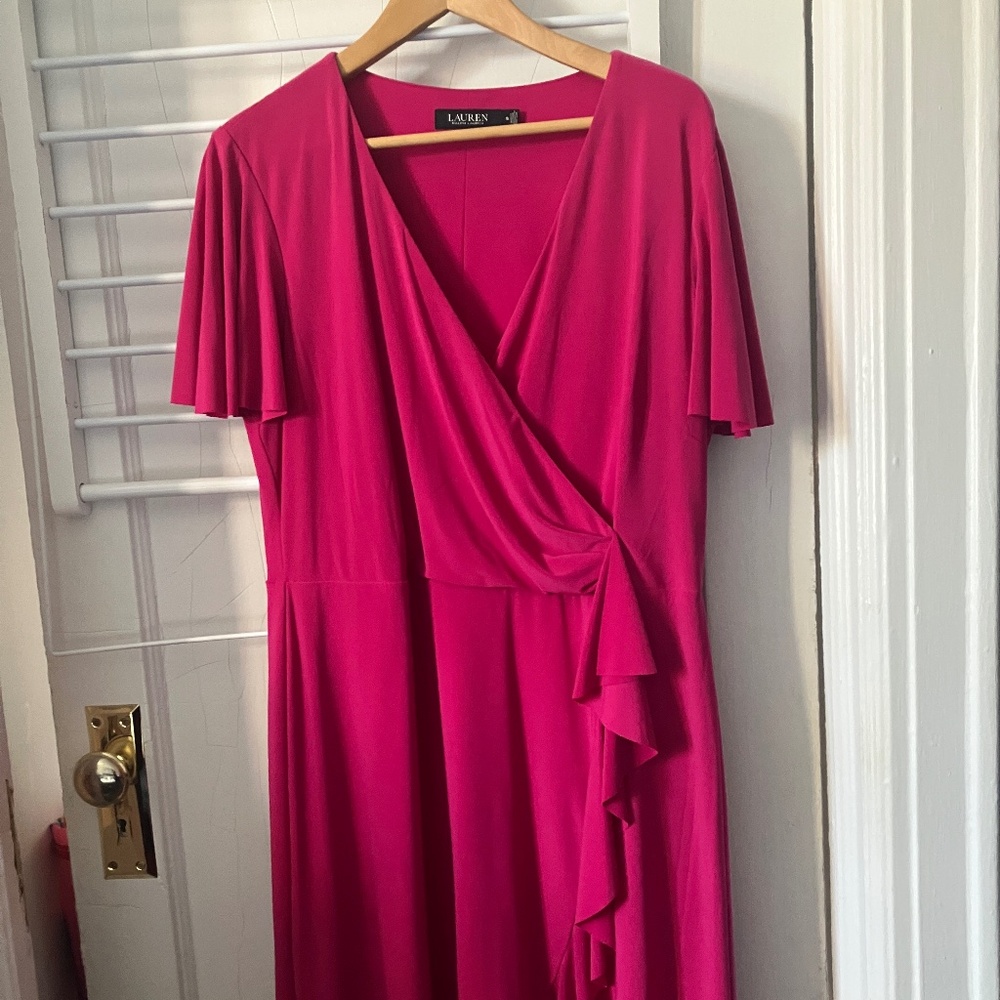 Ralph Lauren ruffle dress, 16, fuschia